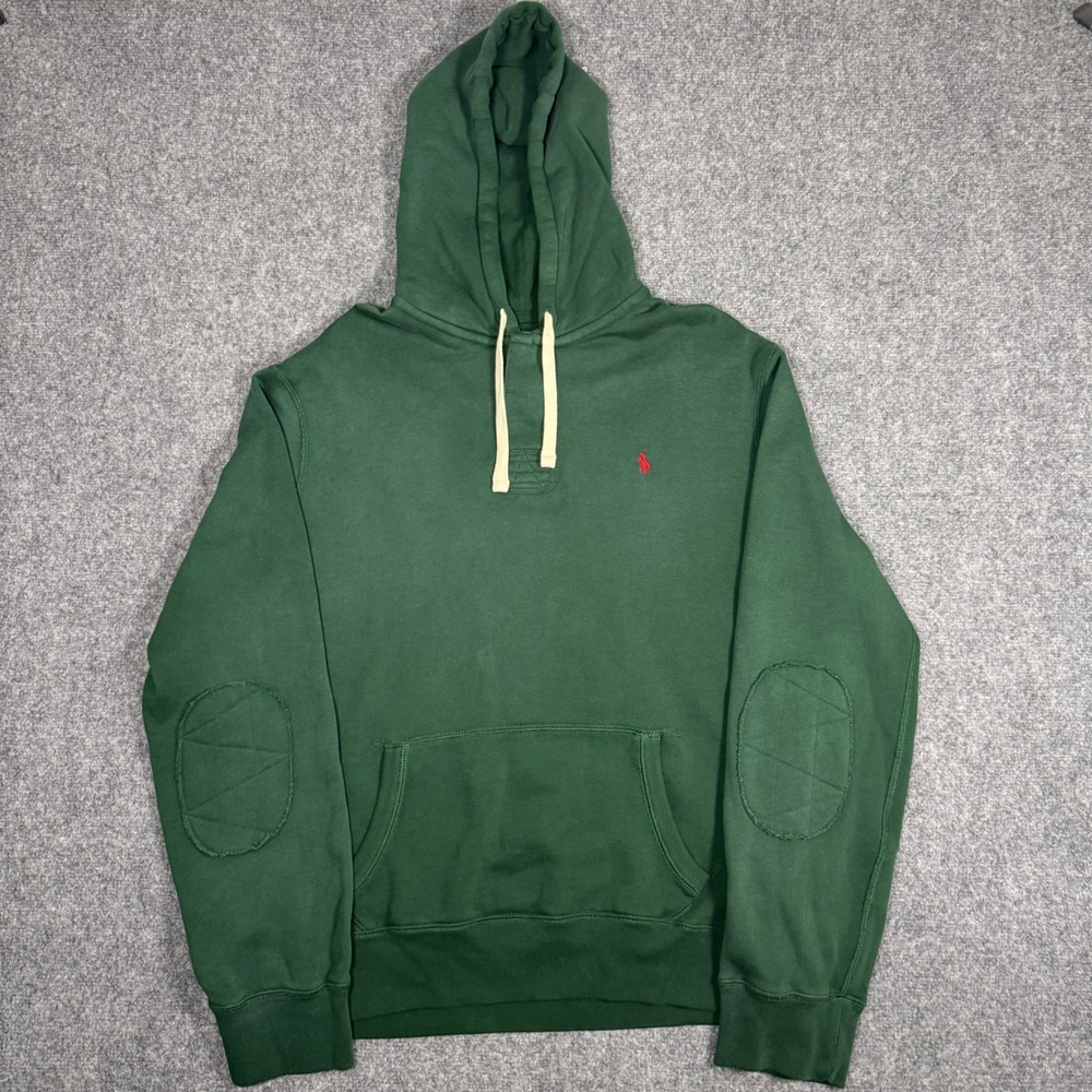 Polo Ralph Lauren Elbow‎ Patch Henley Hoodie Men XXL Green Pullover Military